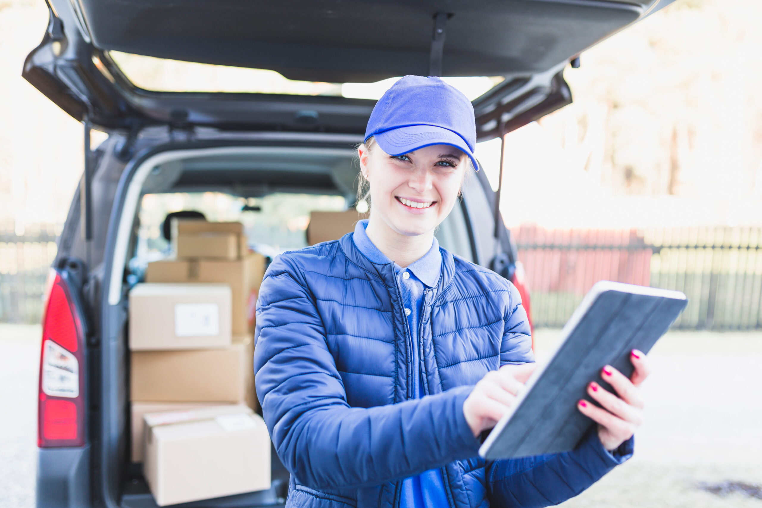 Warehouse work for beginners front of a large parcel van